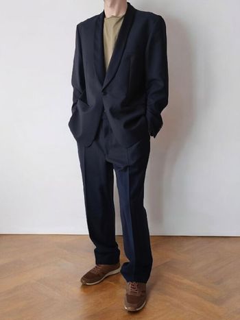 Costume smoking 2 pièces noir bleu nuit laine Vintage / Torrente - 46/XXXL