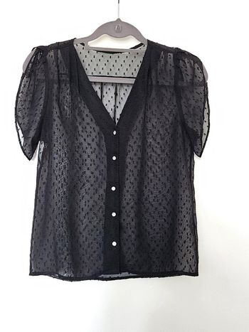 Chemisier plumetis transparent noir