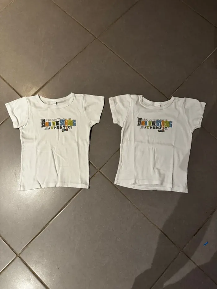 Lot de 2 T shirt manches courtes / Maillot de corps - Absorba - Blanc - 8 ans