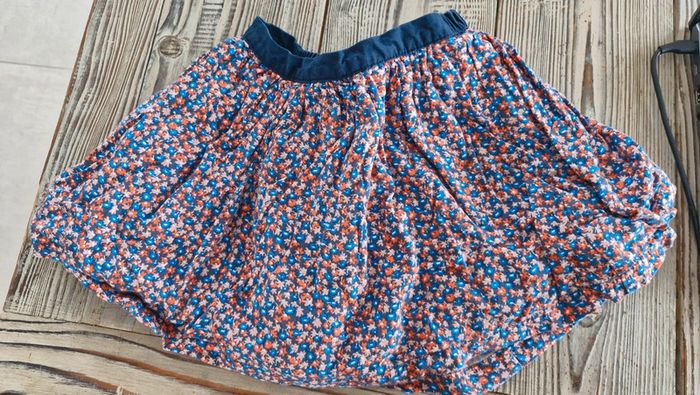 Jupe Vertbaudet réversible bleue marine et liberty fleuri - photo numéro 2