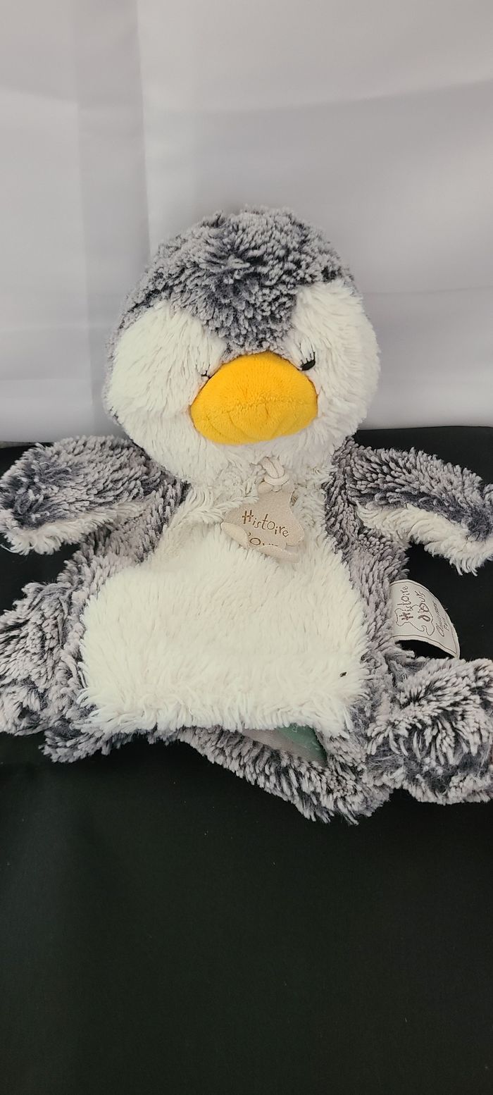 Histoire d'ours marionnette Z'animoos pingouin blanc noir orange - photo numéro 2