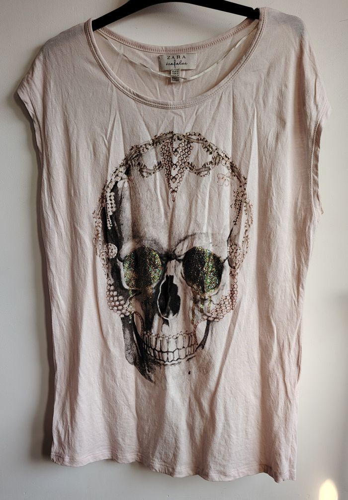 T-shirt tête de mort Zara Trafaluc
