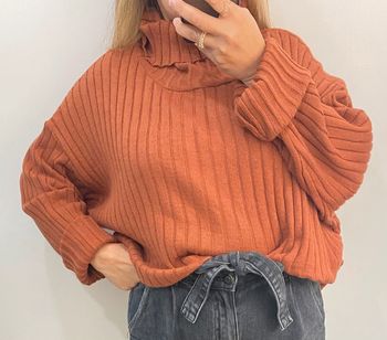 Superbe Pull Col Marron Taille 48-50