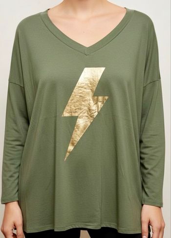 TEE shirt kaki et doré 