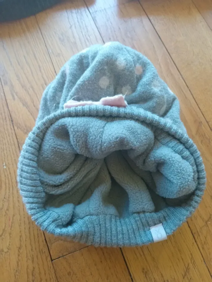 Lot 3 bonnets hiver fille laine et coton 6-9 mois Okaïdi et autres marques - photo numéro 7
