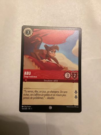 carte disney ravensburger lorcana FR abu allié 103/204.FR.1  Non foil première édition