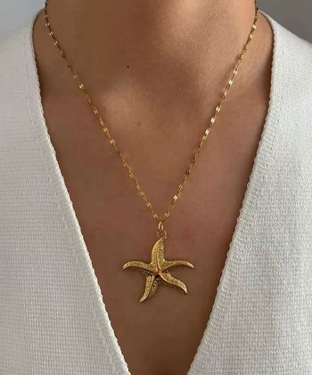 Collier doré étoile de mer en acier inoxydable plaqué