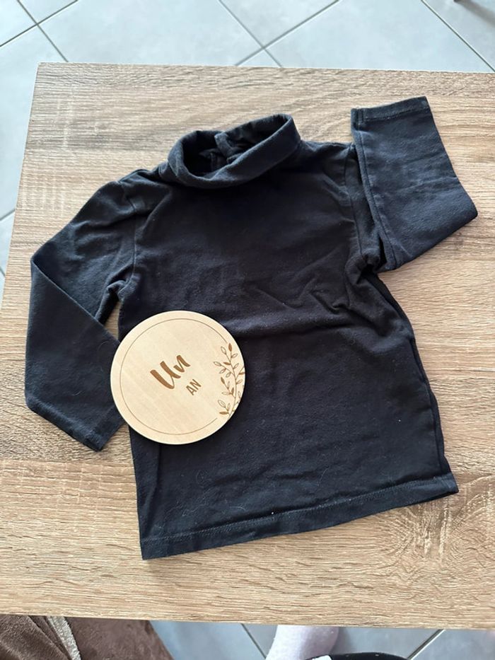 Tee shirt col roulé noir kiabi