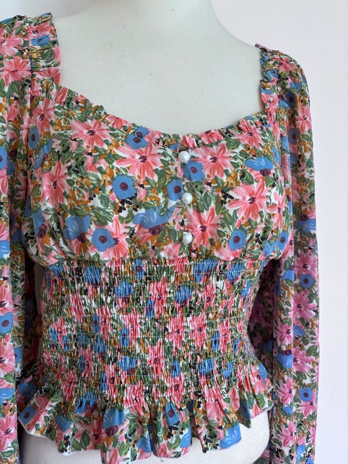 🌸 Tee shirt / Blouse à manches longues - Lilie rose Taille S/M - photo numéro 2