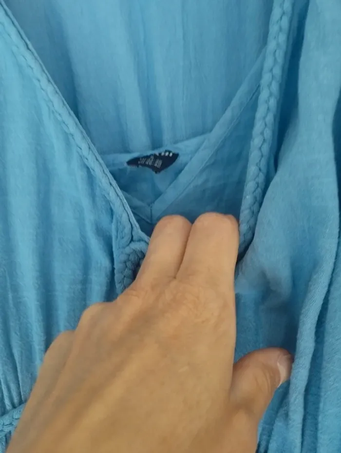 Robe longue en lin bleue Kiabi S - photo numéro 3