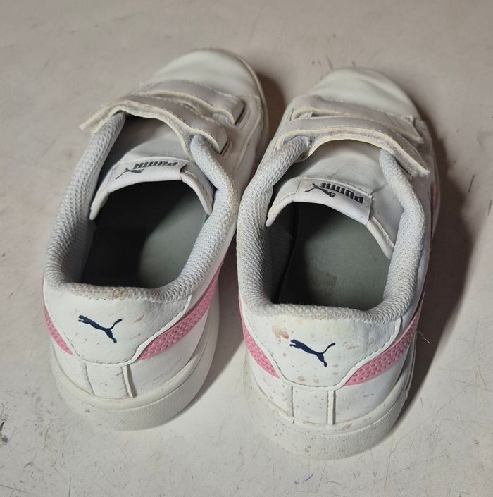 Basket fille à scratch puma cuir blanc et rose taille 34 - photo numéro 4