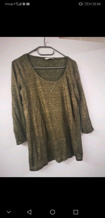 Blouse t-shirt kaki brillant