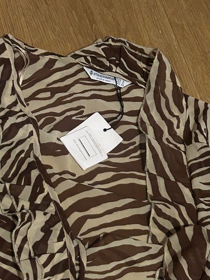 Blouse manche longues à motifs marrons - photo numéro 3