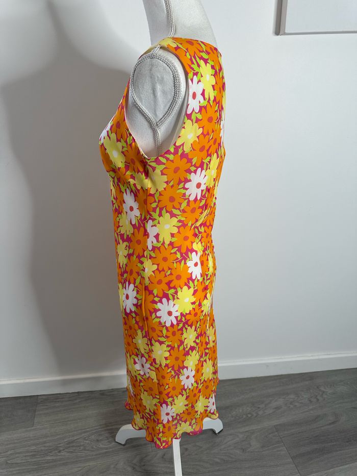 Robe à fleurs psychédélique orange et jaune Y2K T40 L - photo numéro 4