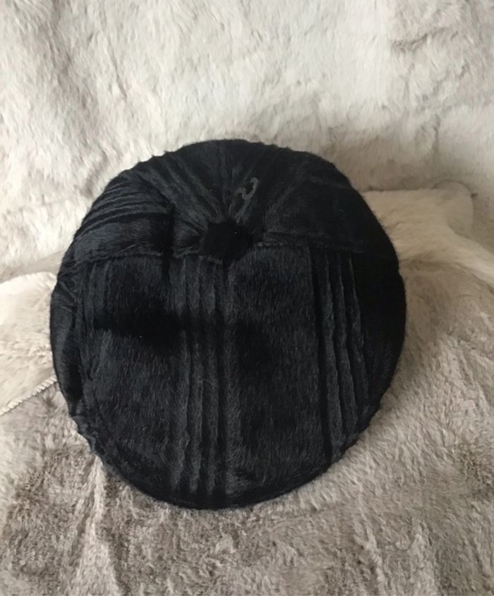 Béret noir fausse fourrure taille 57 - photo numéro 4