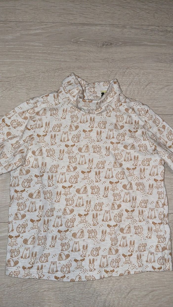 Sous pull beige à motifs marrons 23 mois - photo numéro 2
