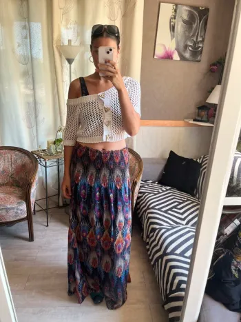 Jupe longue maxi skirt vintage bohème champêtre hippie bohemian
