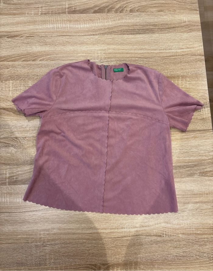 T shirt femme rose Benetton