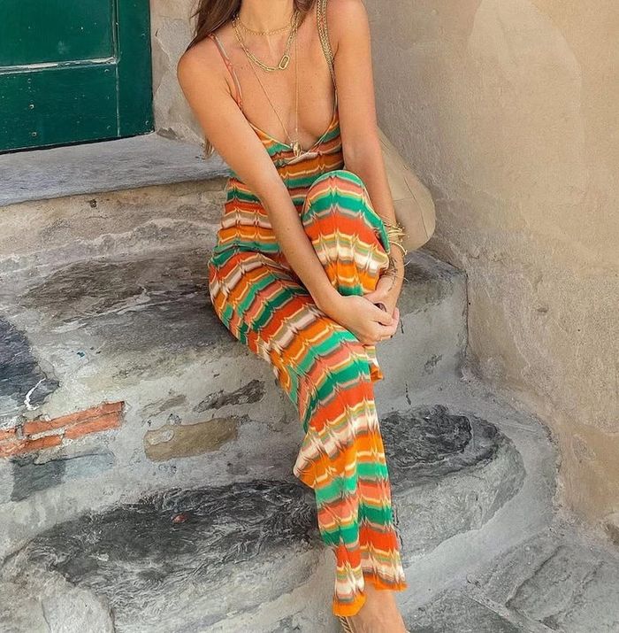 Combinaison jambes larges et dos nu imprimé zigzag colorée Undiz – Taille S - photo numéro 4
