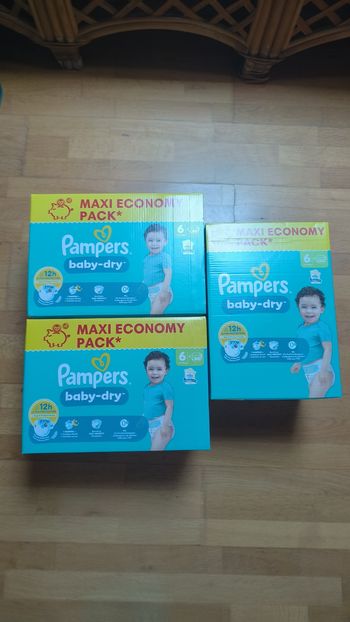 3 maxis economy packs Pampers baby dry taille 6