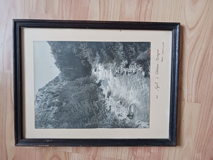 cadre en bois avec photo noire et blanc Le Guil à Chateau Queyras 33 X 25 cm