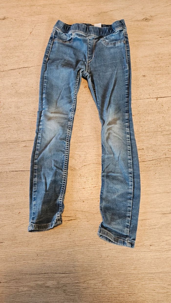 Jean s slim stretch, jegging bleu, H&M, taille 6/7 ans mais petit