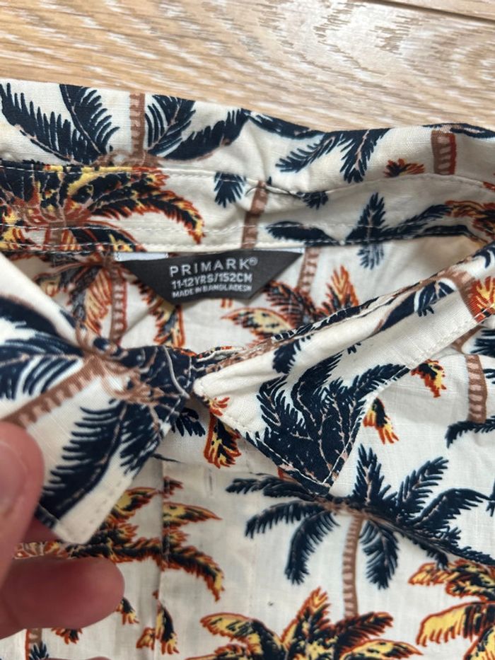 Chemise été en coton beige avec palmier - Hawaïenne - 11/12 neuve - photo numéro 3