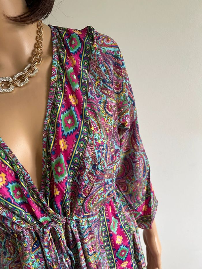 Robe imprimée neuve en soie Trebol taille unique - photo numéro 6