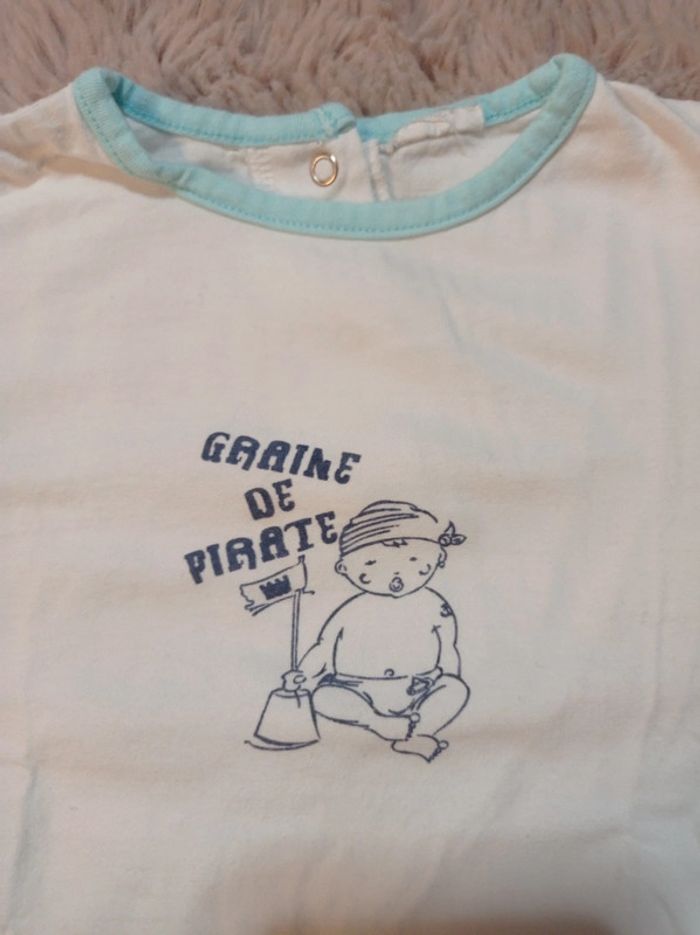T-shirt blanc et turquoise 12 mois - photo numéro 2