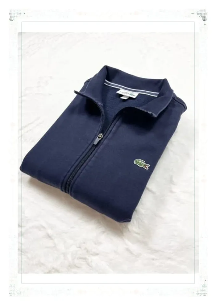 Lacoste veste bleu marine homme taille L coton zip sans capuche