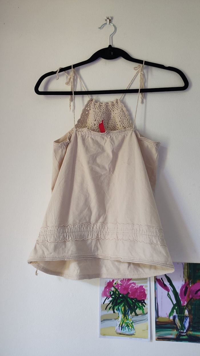 Top coton crème broderie T34 - photo numéro 3