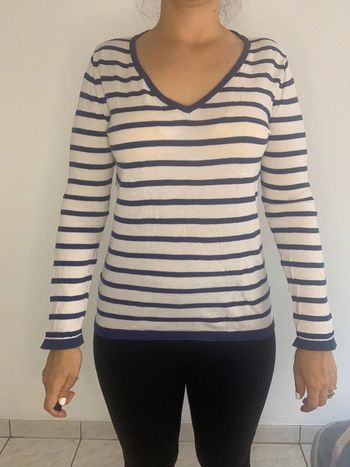 pull marinière fin col en V