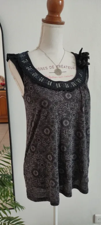 Débardeur noir gris Grain de Malice taille S