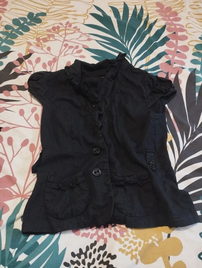 Gilet  manche courte en lin New look femme noir