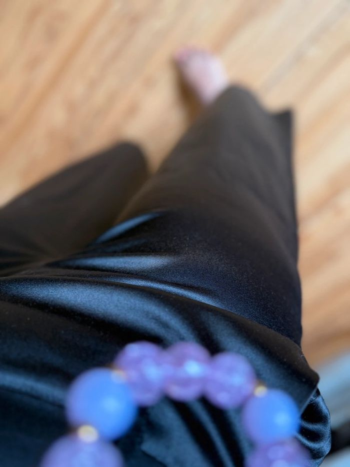 Pantalon court large satin noir la redoute - photo numéro 4