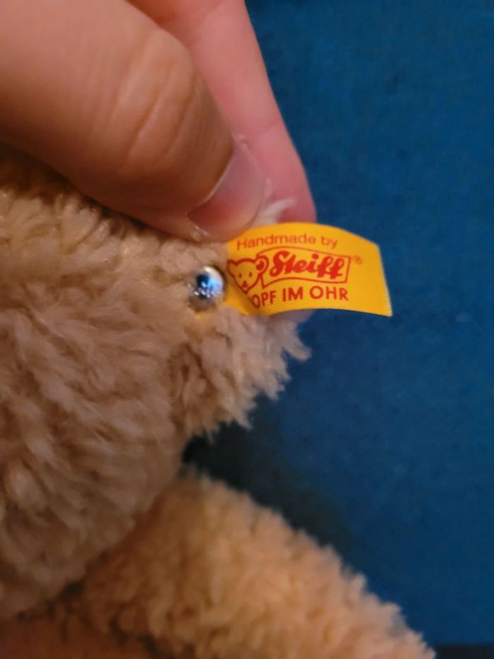 Ours Chiné Steiff Peluche doudou beige miel clair teddy bear expressif réaliste ancien 26cm - photo numéro 3