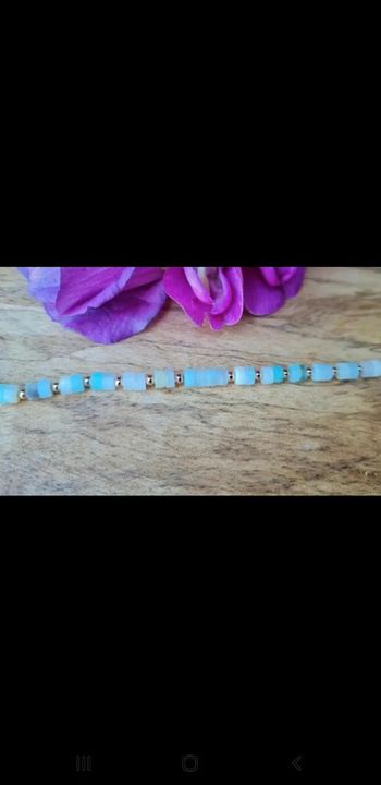 Bracelet lithothérapie amazonite et plaqué or 18k
