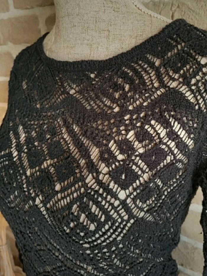Pull en crochet noir dos ouvert La Redoute - photo numéro 7