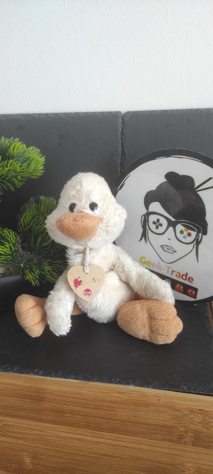 doudou peluche canard trudi bussi orange jaune beige bille Écru Noir Blanc
