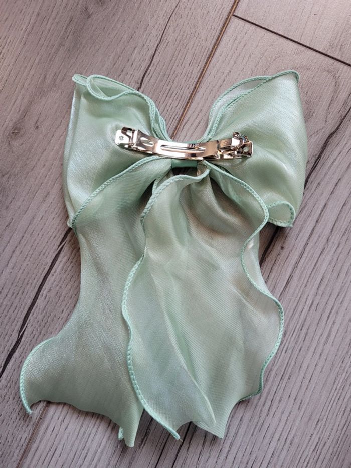 Barrette de cheveux noeud vert clair - photo numéro 2
