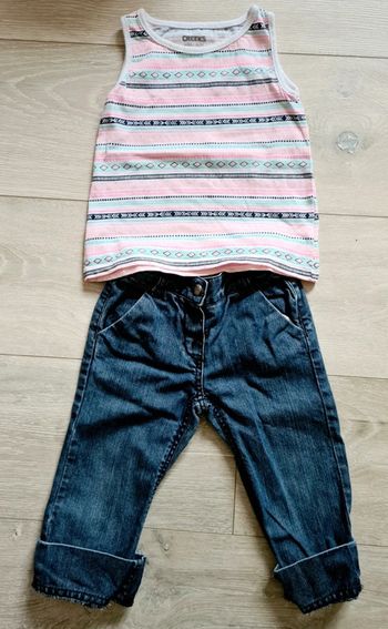 Ensemble pantalon jean et debardeur creeks 18 mois