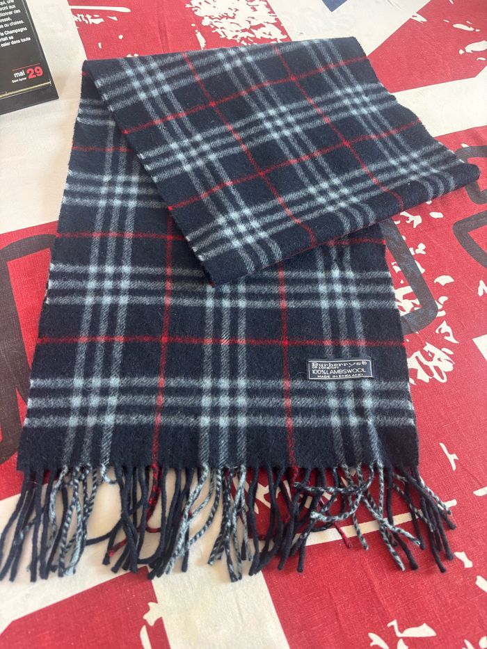 Écharpe Burberry 155cm bleu blanc et rouge grand carreau - photo numéro 2