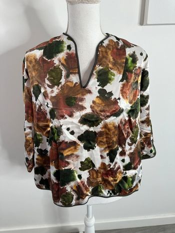 Blouse satinée camouflage Vintage T38 M