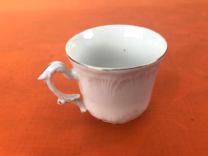 Tasse à café ancienne Porcelaine blanche Décor Floral - photo numéro 6