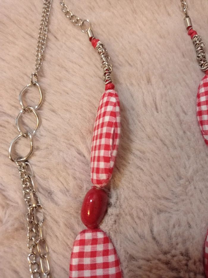 Collier vichy rouge - photo numéro 3