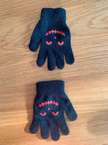 Gants enfant garçon tao tape à l’œil  Lainage navy bleu Marine  Visuel Print rouge