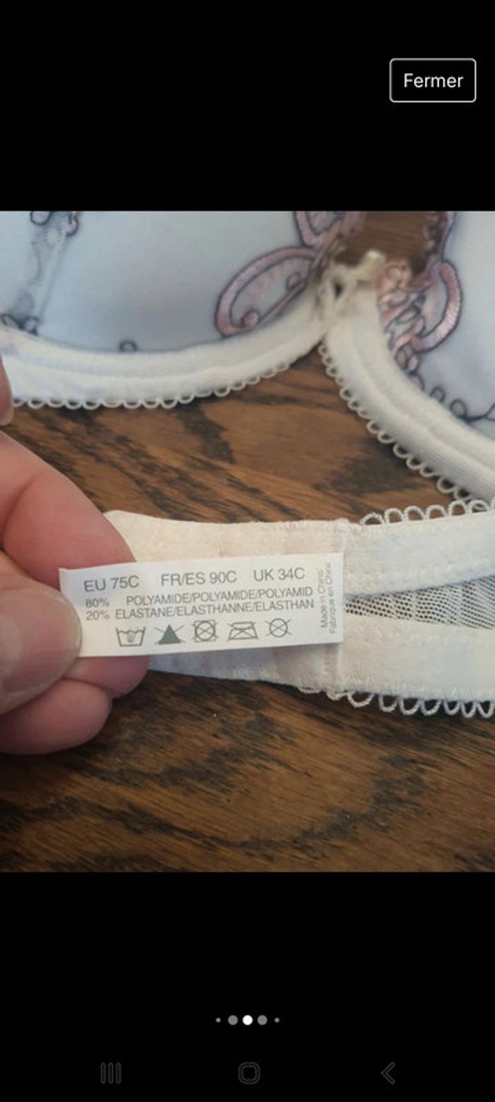 Soutien gorge Hunkemöller blanc/rose fr 90C - photo numéro 9