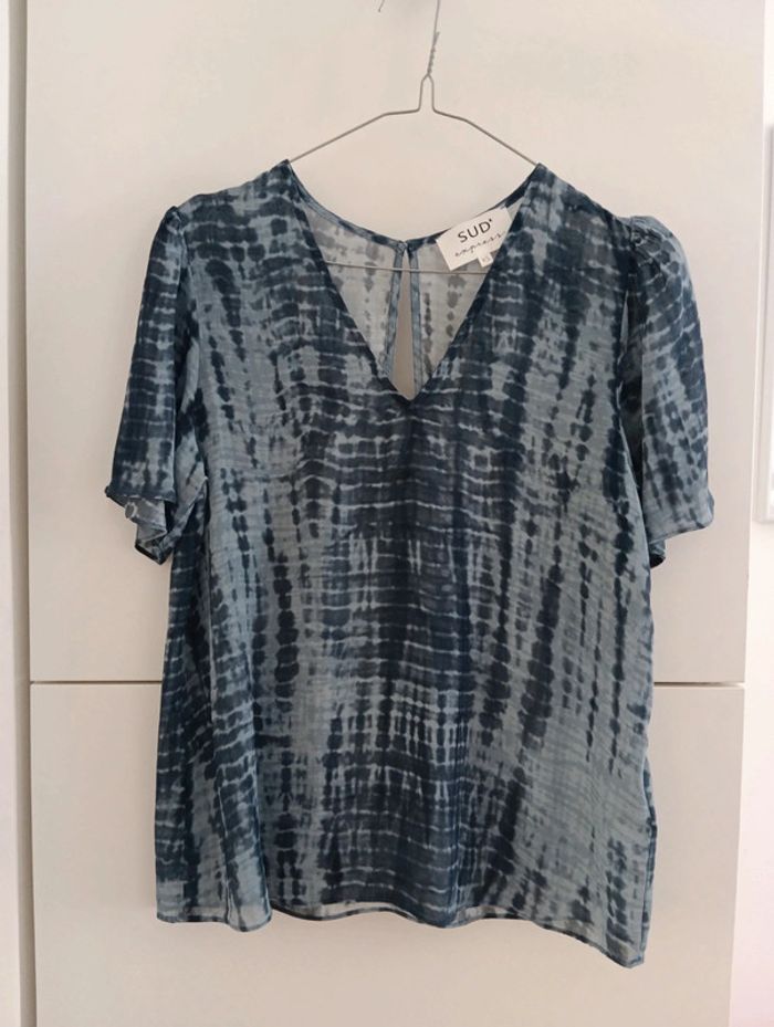 Blouse sud express légère Tie Dye bleu gris XS