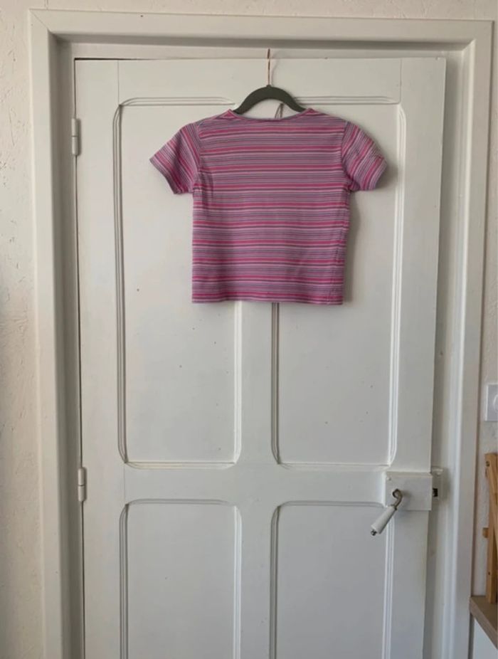 T-shirt à rayures rose/violet fille - 6 ans Tisaia - photo numéro 2