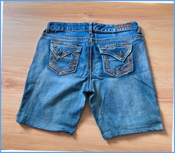 Short en jean vintage brodé bleu – Femme M/L